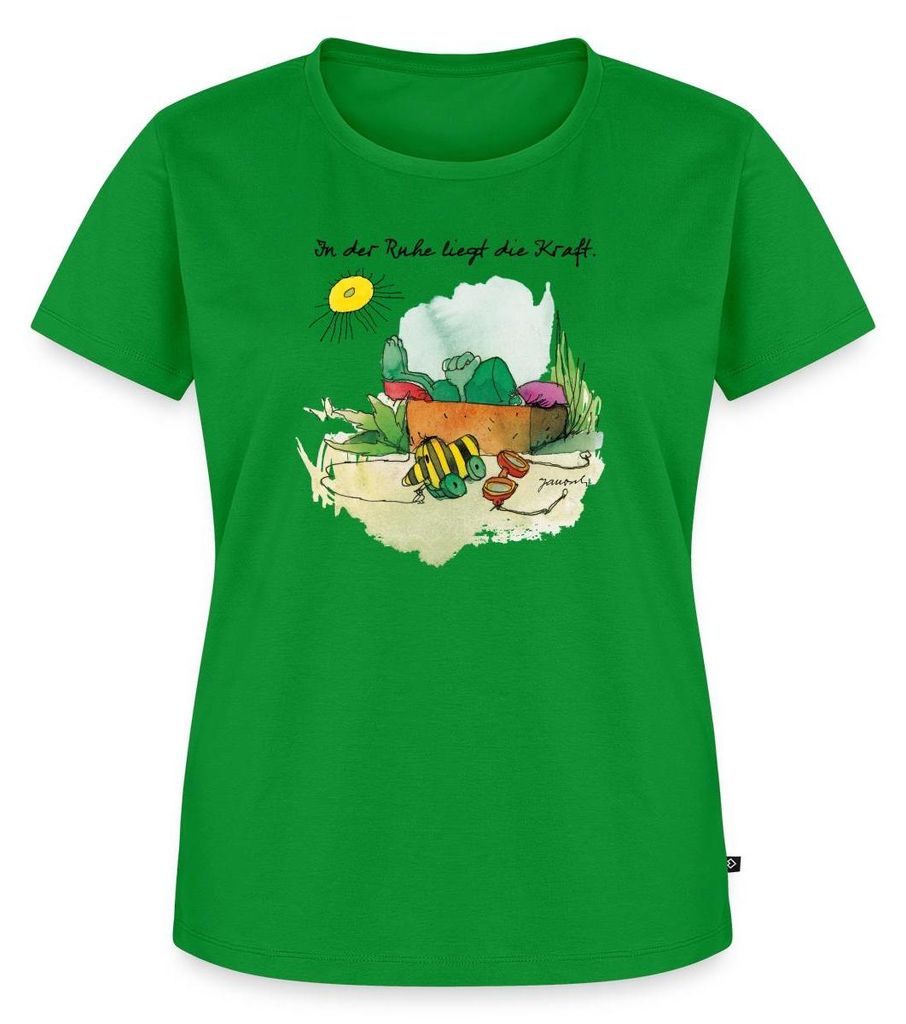 Spreadshirt Janosch Günter Kastenfrosch Tigerente Frauen Premium T-Shirt, 4XL, Grün