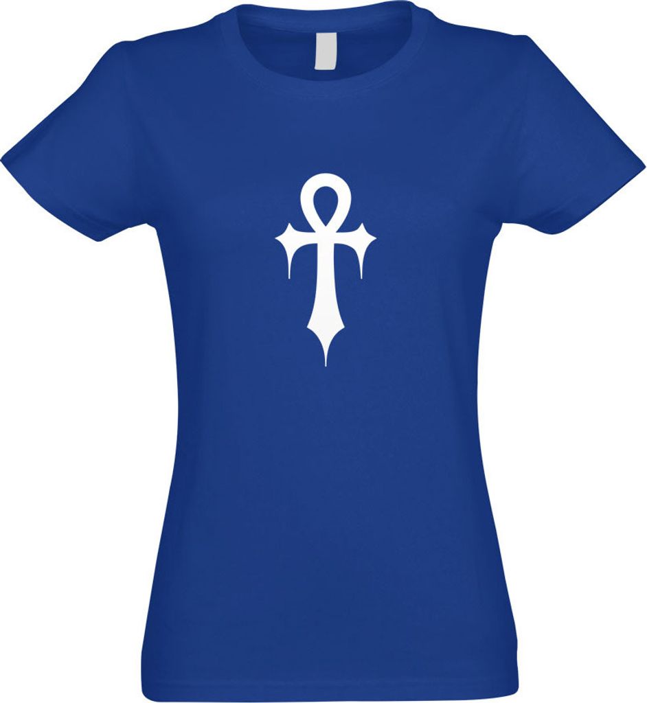 Kiwistar - T-Shirt tailliert - Damen - royal - Gothic Ankh - mit Motiv Bedruckt - Funshirt Design - Sport - Freizeit - Damen - L