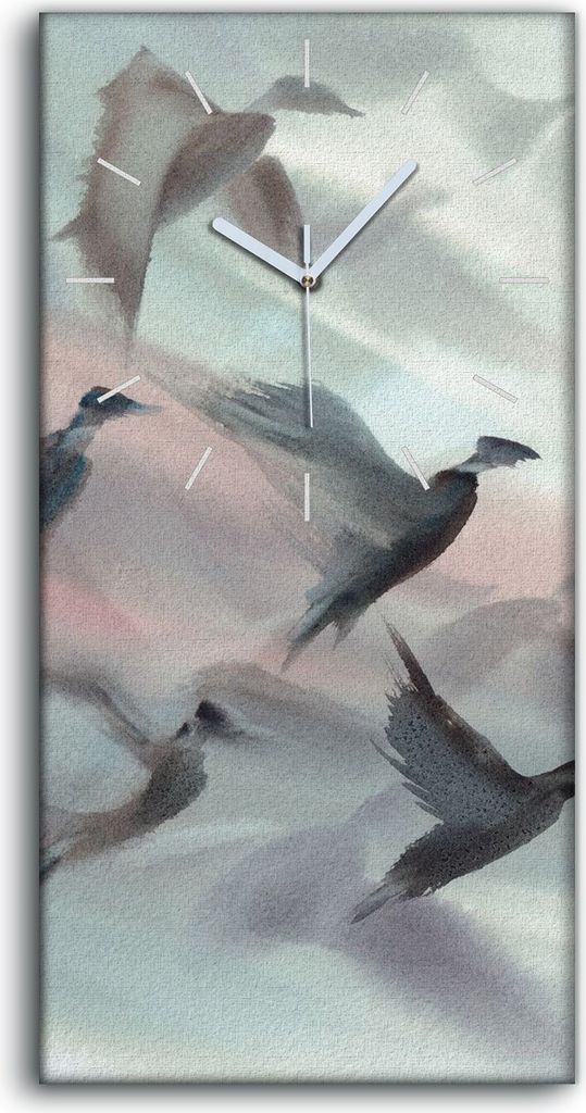 Dekor Leinwand Uhr Wandbilder 30x60 Gemälde Abstrakte Tier Vögel Kunst - weiße Hände