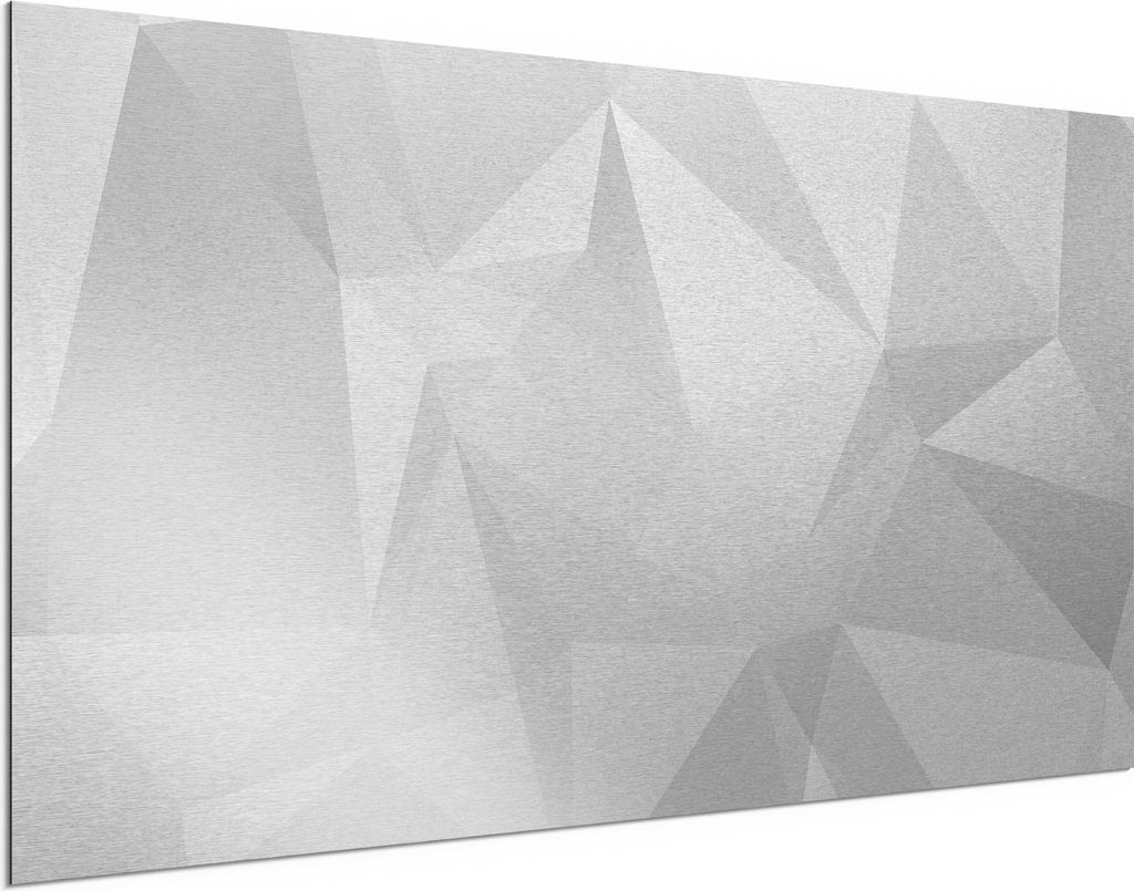 DEQORI Alu-Dibond Bild Silber 100x50 cm 'Geometrisches Muster' Wandbild Metall dünn