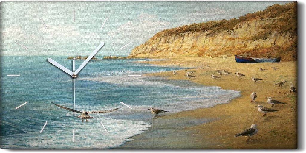 Dekor Leinwand Uhr Wandbilder Kunstdruck 60x30 Kunst Das Gemälde der Strandmöwen - weiße Hände