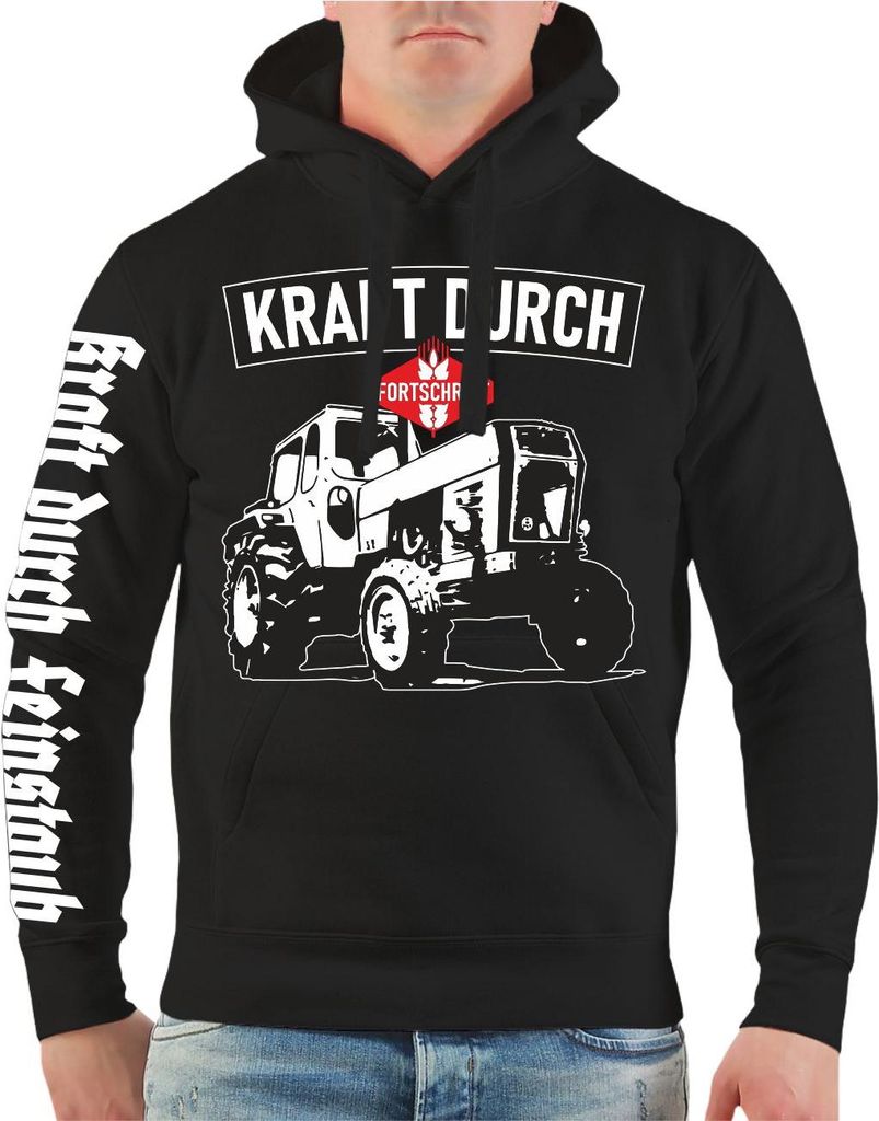 Herren Kapuzenpullover DDR Traktor Motive Kraft durch Fortschritt