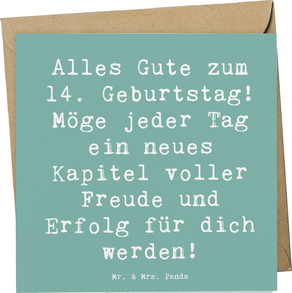 Mr. & Mrs. Panda doppelkarte Spruch 14. Geburtstag - Meeresbrise - Geschenk, 14 Jahre, Erfolg, Grußkarte, Geburtstagsgeschenk, faltkarte, anlasska...