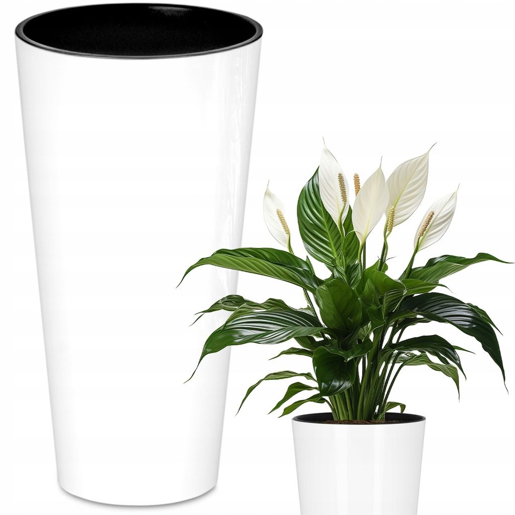 Prosperplast Blumentopf | Tubus Slim Shine | Weiß | 15 cm