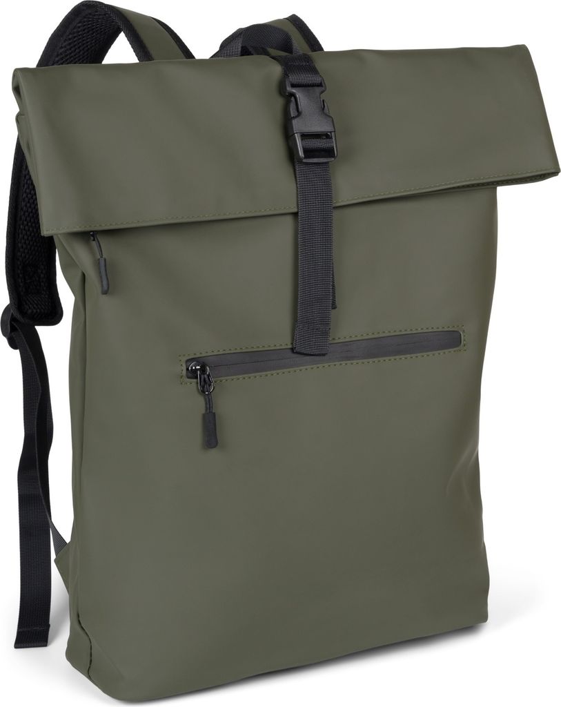 styleBREAKER Uni Rucksack Wasserfest in Seesack Optik, Backpack Einfarbig, Reißverschluss, Schnalle, Laptop Fach 02012408