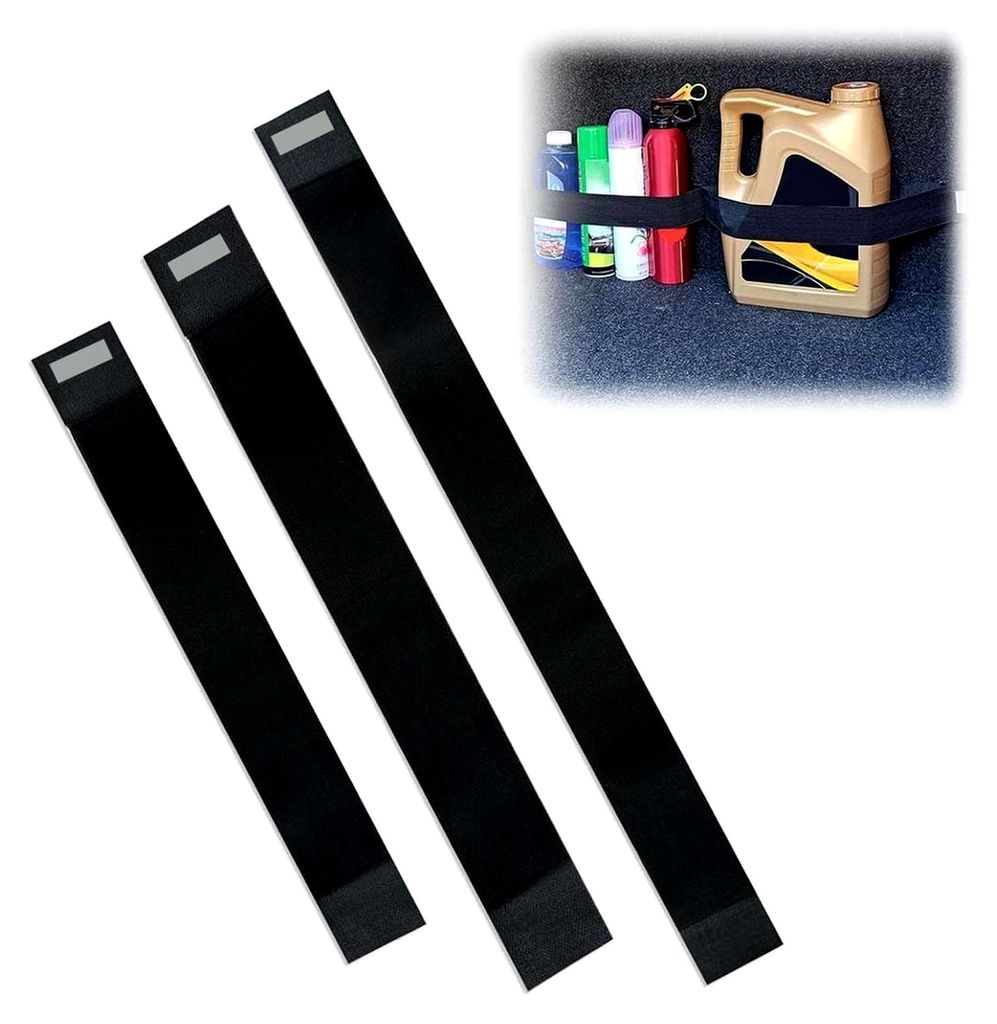 3 Stück Kofferraum Organizer für Autos, widerstandsfähige Kofferraumtasche zur Befestigung von Gegenständen, z.B. Feuerlöscher (40cm, 50cm, 60cm)