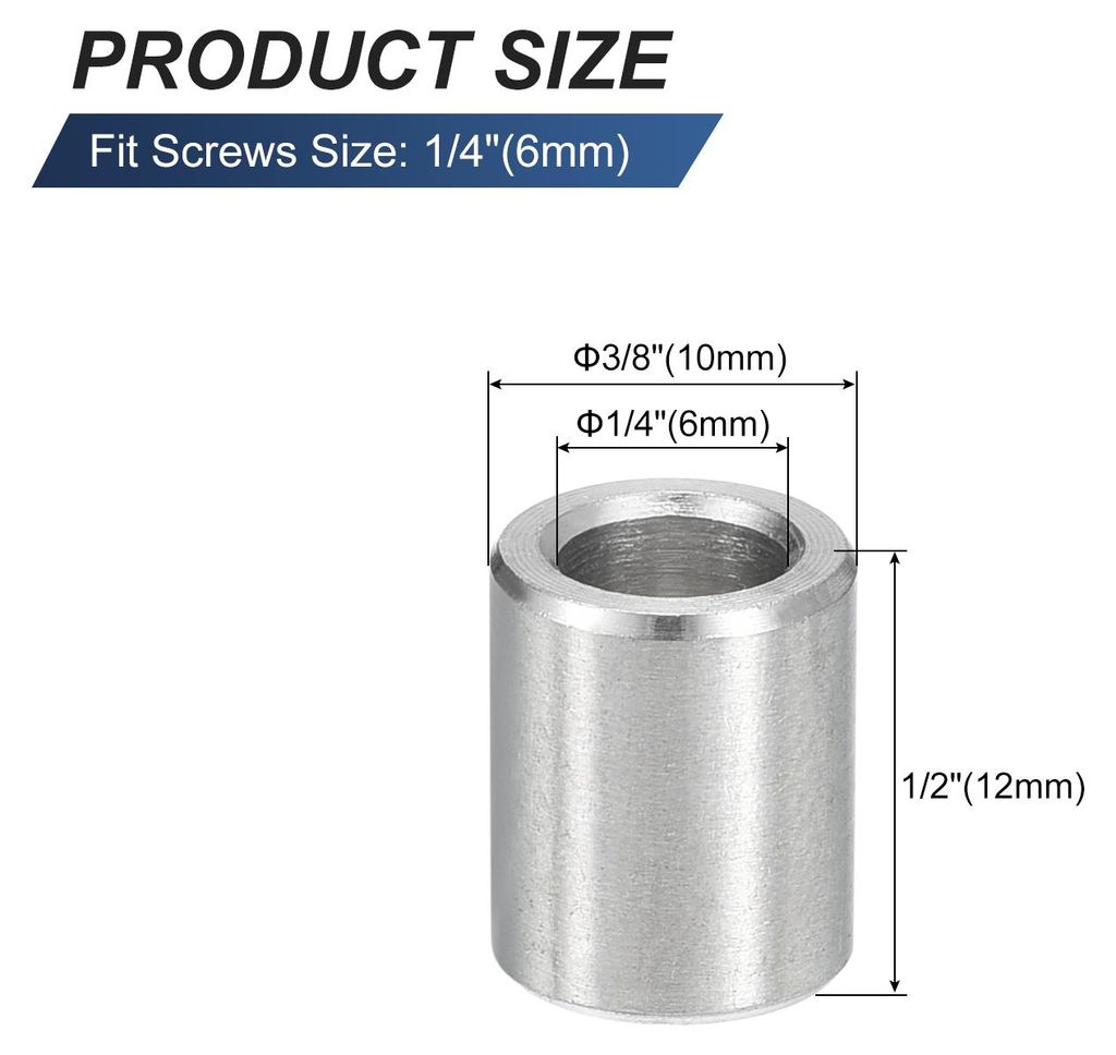 10 Stš¹ck Distanzhš¹lsen Abstandshalter Edelstahl, 6mm ID x 10mm OD x 12mmL 304 Edelstahl Runde Abstandshalter ohne Gewinde S?ulen fš¹r Schra...