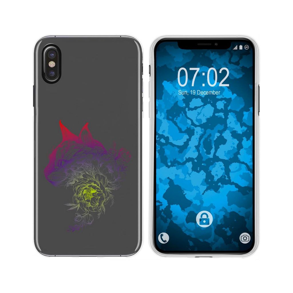 PhoneNatic Case kompatibel mit Apple iPhone Xs Max Silikon-Hülle Floral Katze M2-5