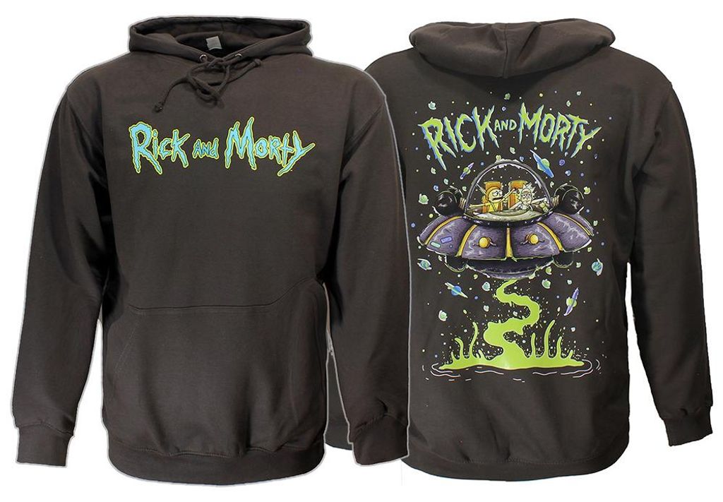 Bluza Rick and Morty Spacecruiser z kapturem, ciemnoszara – Zdjęcie produktu 