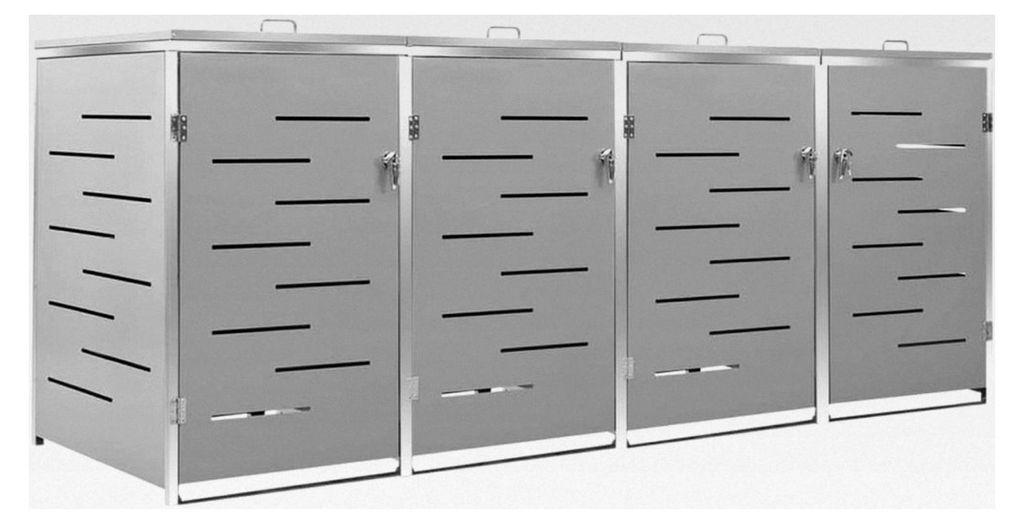 Mülltonnenbox für 4 Tonnen aus Edelstahl 276,5 x 77,5 x 115,5 cm