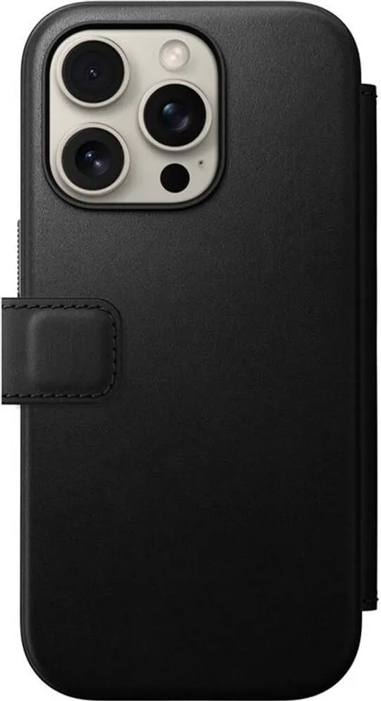 Cover Portafoglio Nomad iPhone 16 Pro Pelle Nera MagSafe