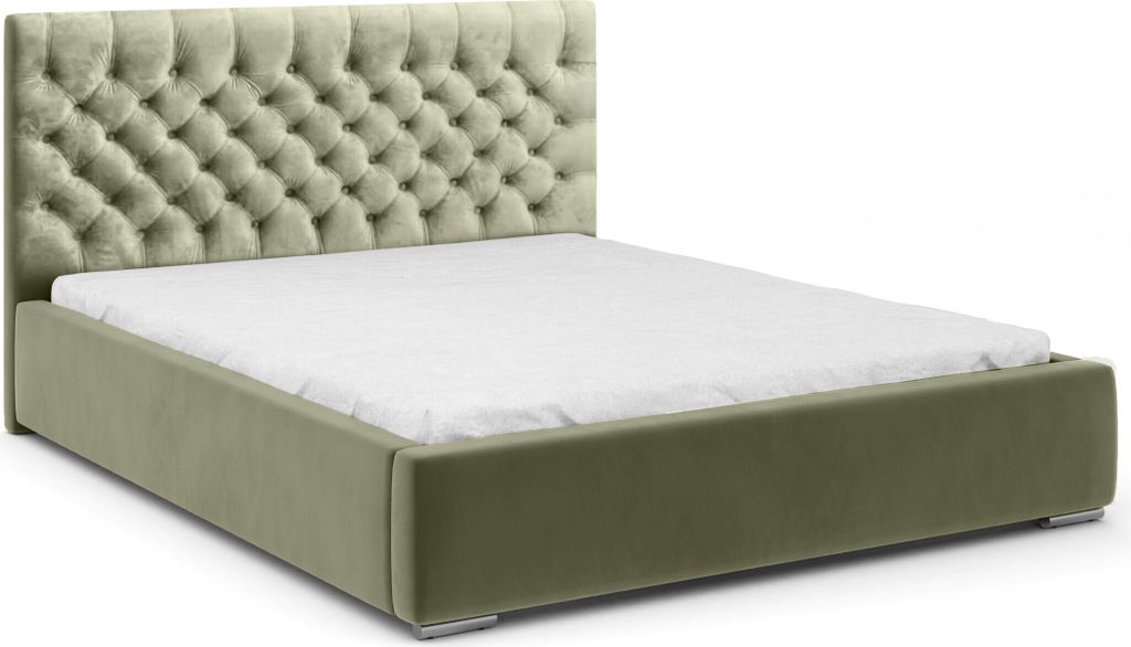 FEDVE Polsterbett Doppelbett Pilton Bett Bettkästen 120x200cm Khaki (Magic Velvet 2243)