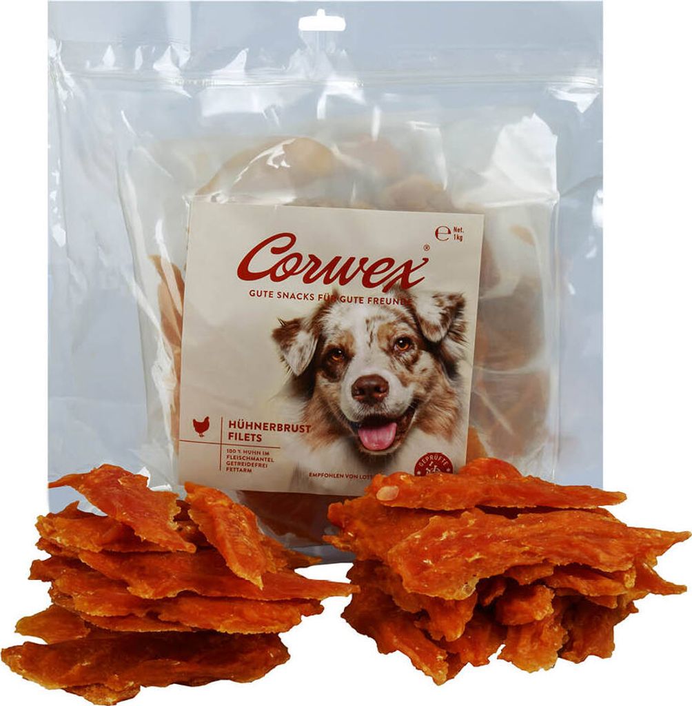 Hundesnacks Hühnerbrustfilet 1 kg, 10-12 cm, 57% Produktbild 