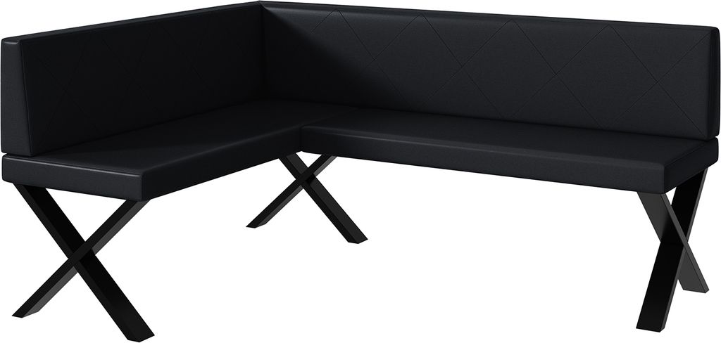 MEBLINI Eckbank für Esszimmer - Küchenbank - Essecke - Sitzecke Küche - ERIC - X-Beine 128x168x87cm Links - Schwarz Kunstleder