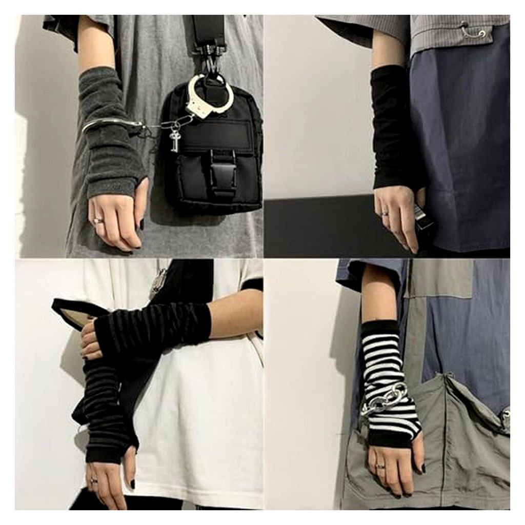 12 Paar lange fingerlose Handschuhe für Damen, weich und bequem, gestreift, Armstulpen, gestrickt, Daumenloch, dehnbar, ellenbogenlange Handschuhe...