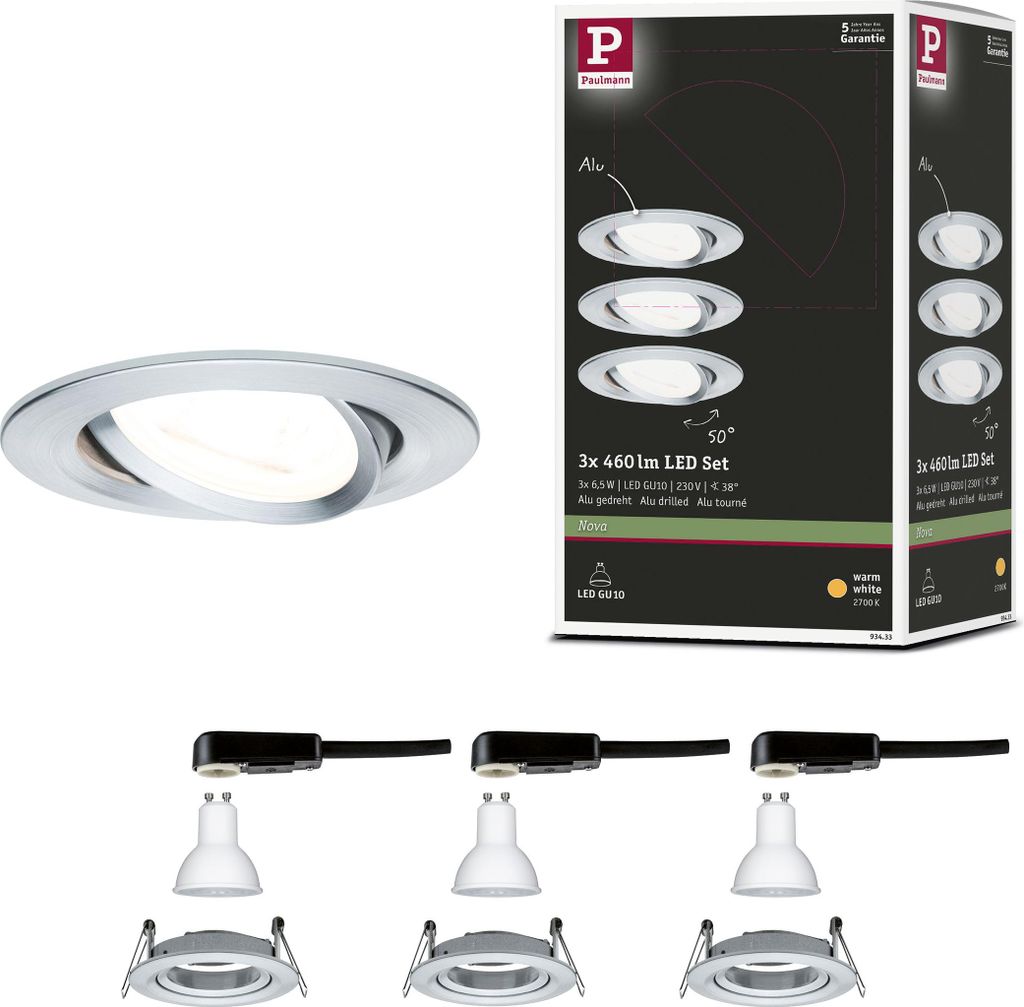 Paulmann LED Einbauleuchte Nova Basisset schwenkbar Produktbild 