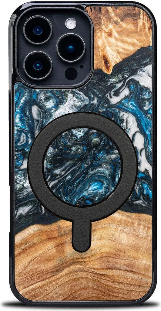 Cover MagSafe iPhone 16 Pro Max Legno Bewood Unique Planets Earth Resistente