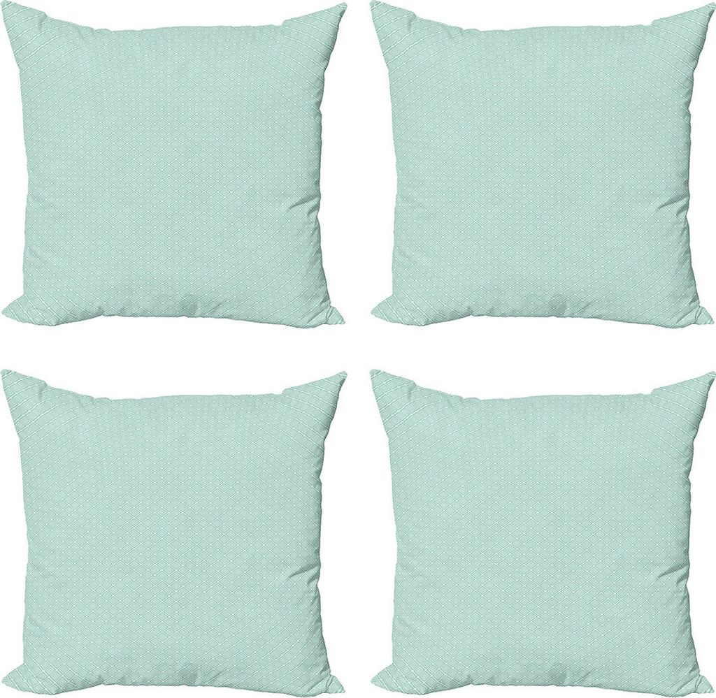 ABAKUHAUS Geometrisch Kissenbezug Set (4 Stück), Symmetrische Nested Rhombus, Moderner Doppelseitiger Digitaldruck, 45 cm x 45 cm, Seafoam und Weiß