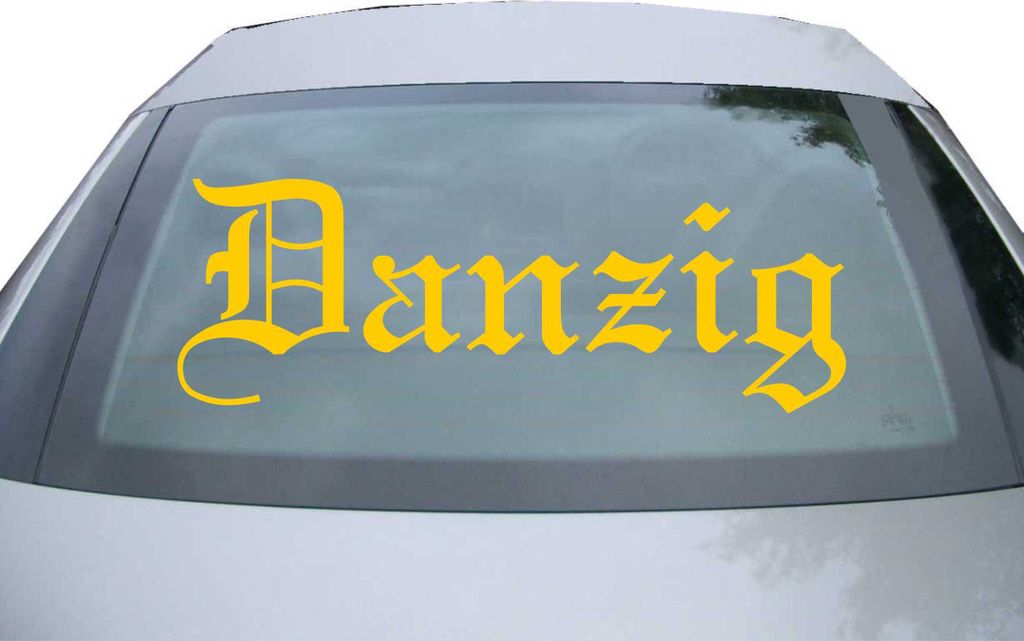 Indigos UG - Aufkleber Heckscheibe & Motorklappe DE6488 - gold - 600x210 mm - Stadt Danzig - Auto Scheiben Fenster Heckklappe Tuning Racing JDM - D...