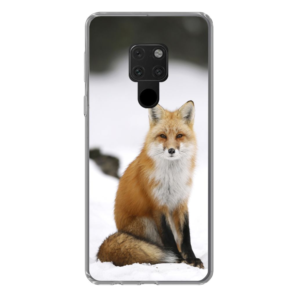 MuchoWow Handyhülle Schutzhülle Hülle für Huawei P40 Lite Fuchs - Schnee - Winter Silikon Softcase Handy Hülle - Handy
