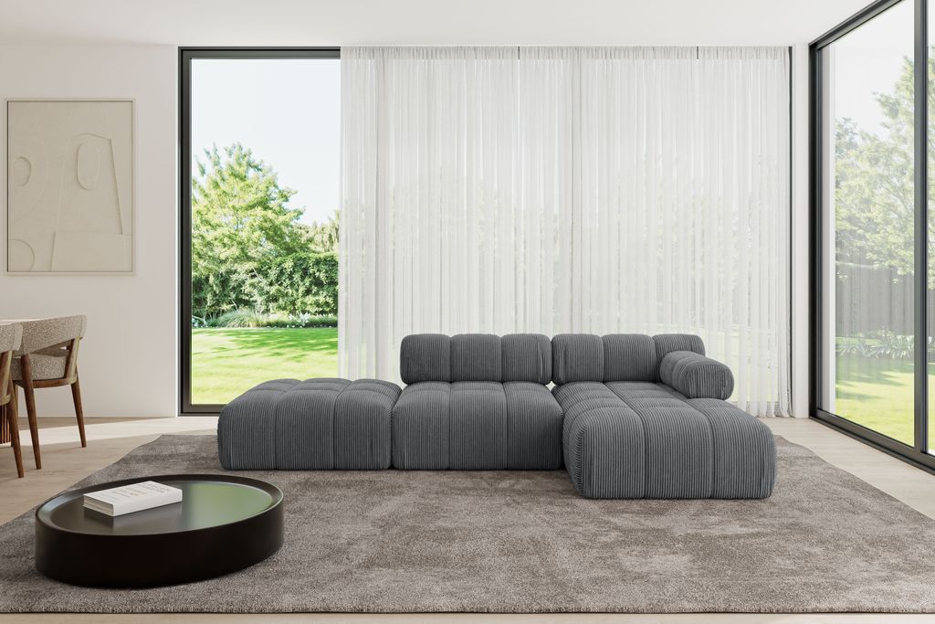 ALTDECOR Modulares Sofa Ecksofa in L-Form - Lizur-L1 - 285x160x70 cm Dunkelgrau Corner modular Sofa Eckcouch Couch Wohnlandschaft Cauchsofa Polster...
