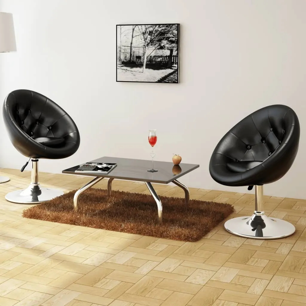 Fauteuil de Cocktail Vintage en Similicuir Noir - Lot de 2 Unités