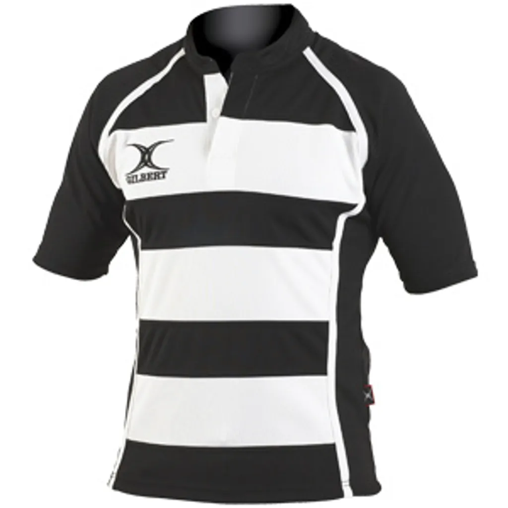 Maillot de Rugby Gilbert Xact II Rayé Noir et Blanc Taille 2XS Adulte