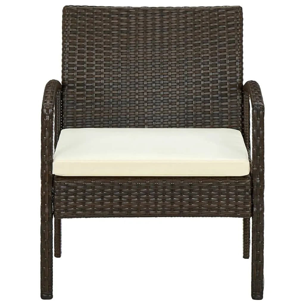 Fauteuil de Jardin Confortable en Polyrotin Brun et Coussin d'Assise
