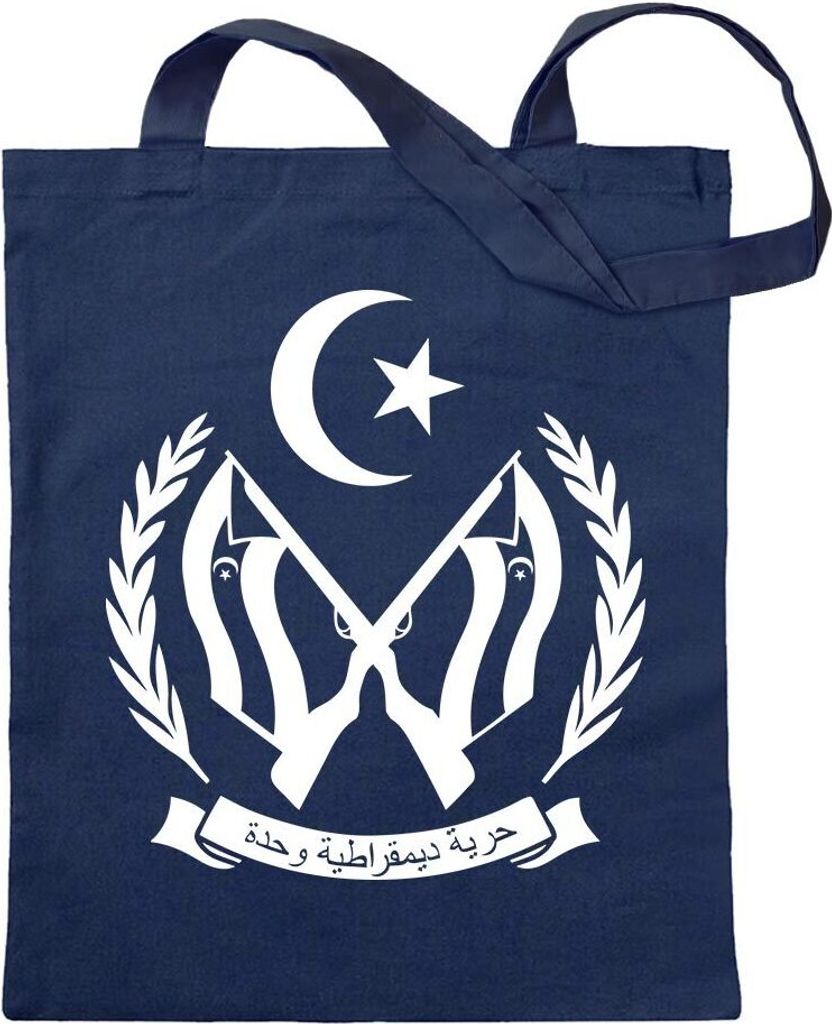 Kiwistar - Baumwolltasche - dunkelblau - Sahara Wappen - Tragetasche Stoffbeutel Umhängetasche Langer Henkel