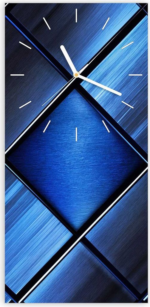 Wanduhr aus Glas mit Motiv Blaue Kacheln- 30 x 60 cm - inkl. Aufhängesystem