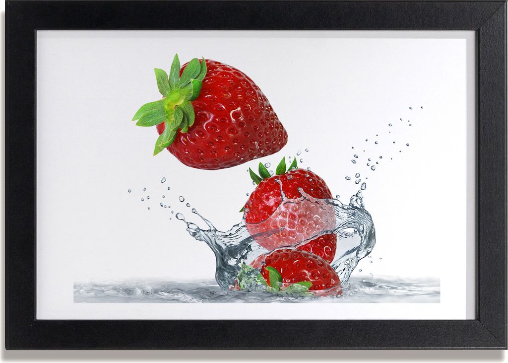 Bild 30x20 MDF-Rahmen, Wandkunst Erdbeeren und Wasser