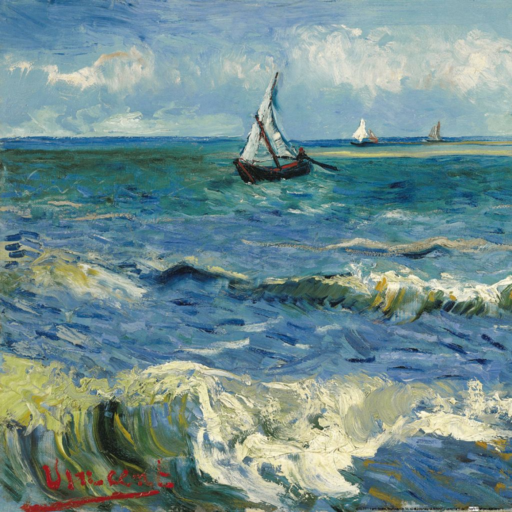 Vincent Van Gogh Kunstdruck Bild - Das Meer Bei Saintes- Maries-de-la-Mer, 1888 (40 x 40 cm)