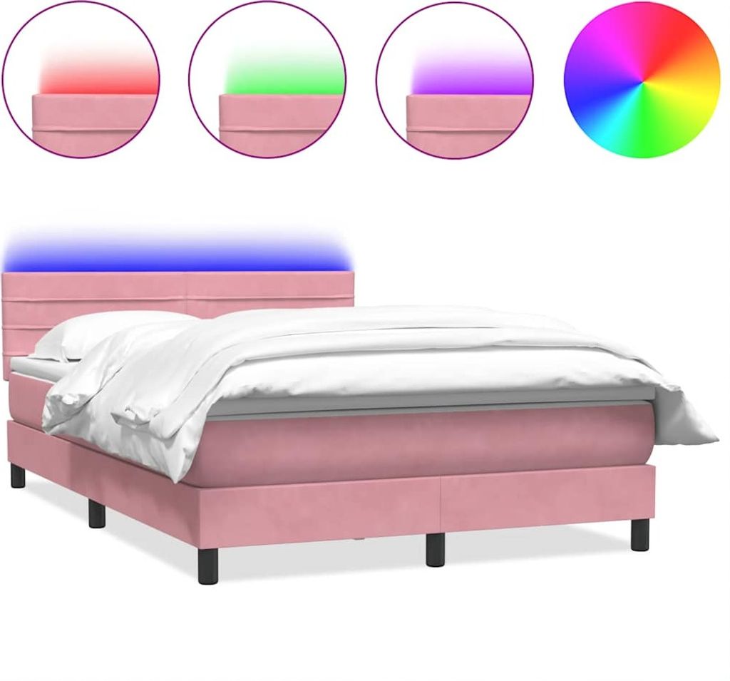 Boxspringbett mit Matratze & LED Rosa 160x210 cm Samt