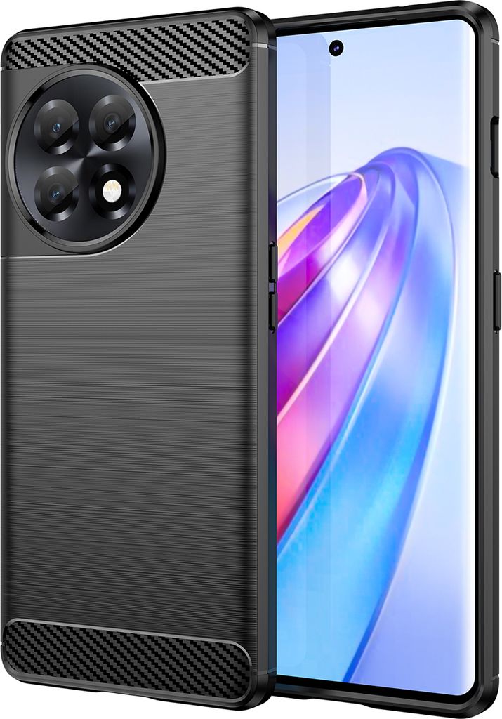 OnePlus 11R Hülle, Carbon-Faser TPU Silikon Stoßfest Schutzhülle für OnePlus 11R Schwarz