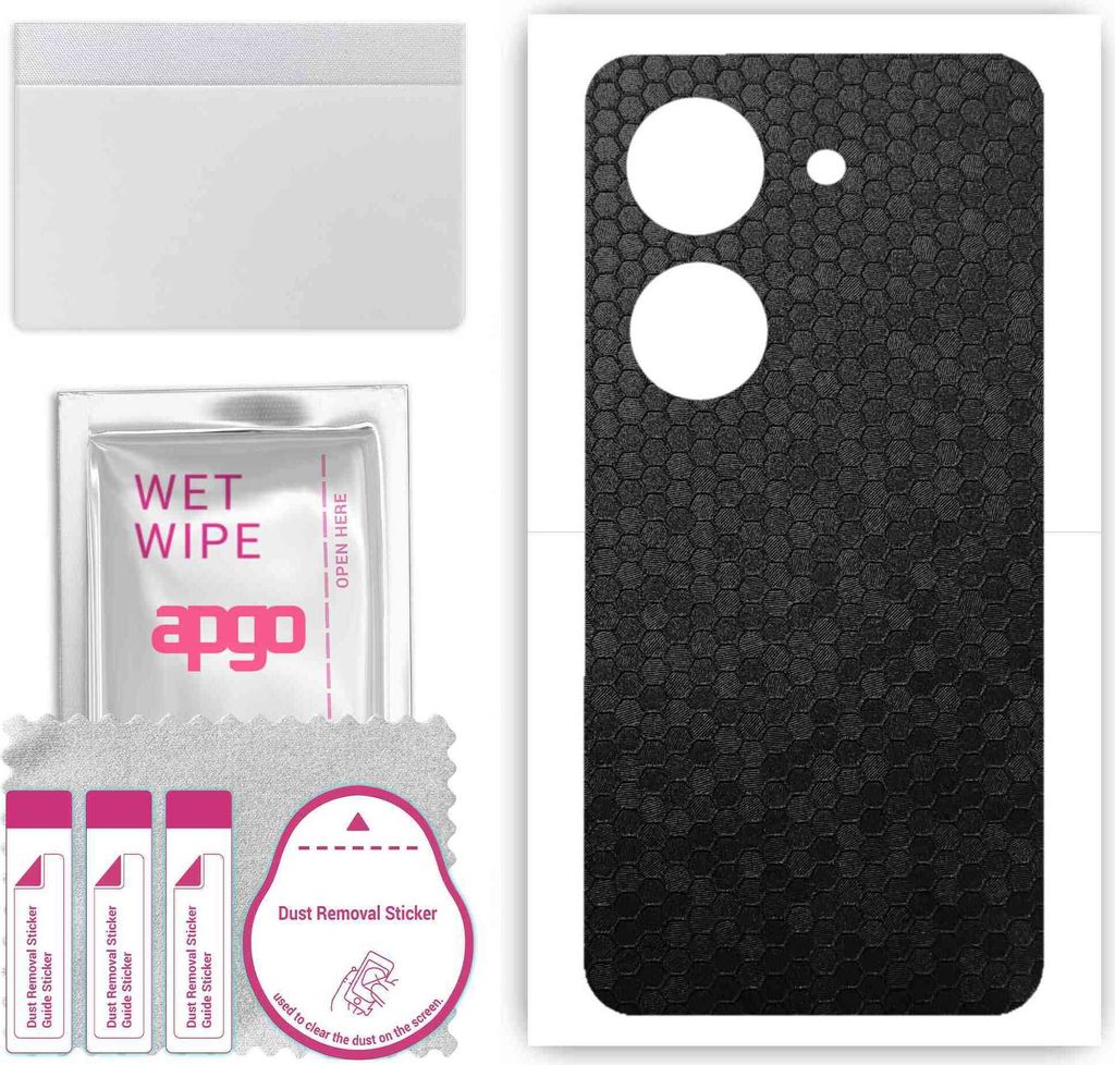 apgo Rückseite Schutzfolie, Skin, kompatibel mit Vivo Y18e, Hinten Displayschutzfolie aus Vinylfolie, kratzfest, einfache Montage - Schwarze Honig...