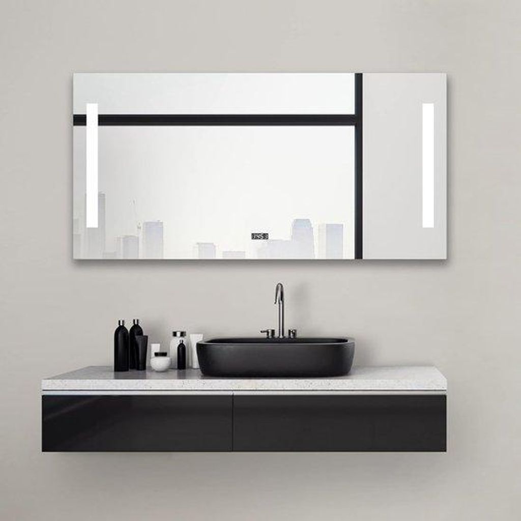 Luxus-Badzimmerspiegel mit digitaler Uhr und 4200K-Beleuchtung, 120x60 cm