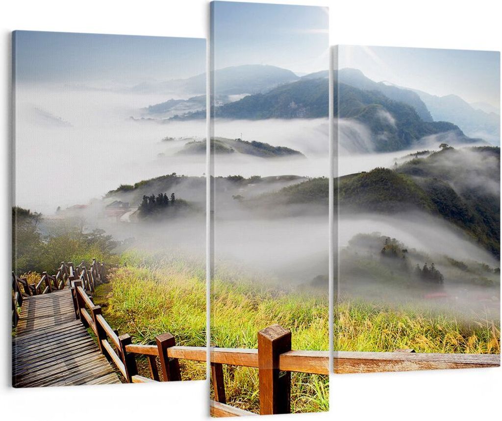 Bild auf Leinwand - Leinwandbild - Asien schönheit berg landschaft - 95x80cm - Wand Bild - Wanddeko - Leinwanddruck - Bilder - Kunstdruck - Wandde...