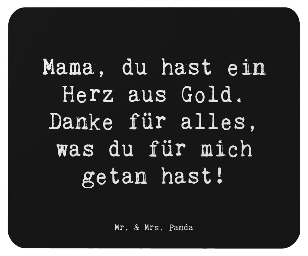 Mr. & Mrs. Panda Mauspad Spruch Mama Herz Gold - Schwarz - Geschenk, beste, Danke sagen, aus, Mousepad, mausteppich, Aufmerksamkeit, schätzen, lap...