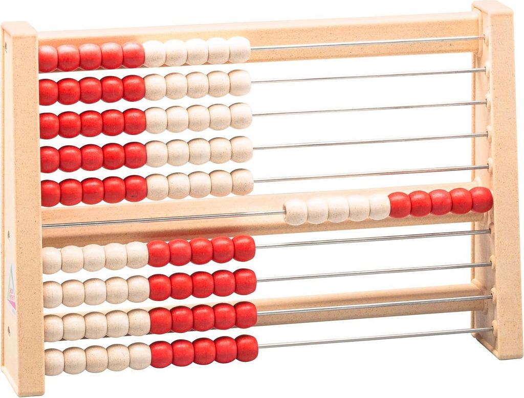 100`er Rechenrahmen rot-weiß, Abakus, student`s abacus, System "Kühnel" ReWood