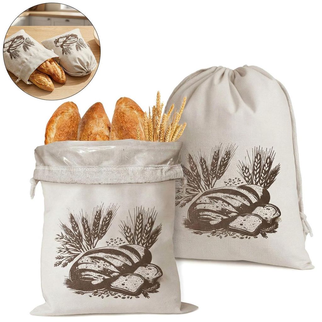 2 Stück große Brotbeutel aus Leinen 30 x 40 cm Brotsack mit Produktbild 