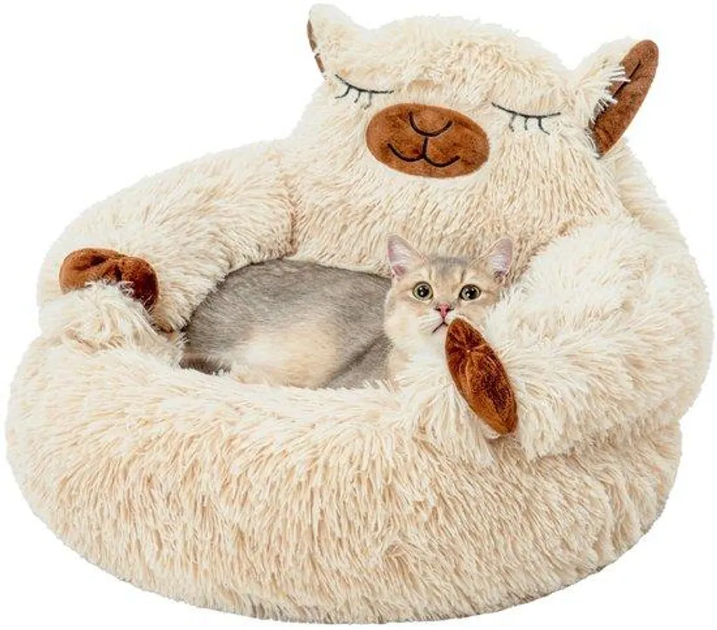 Lit pour chat apaisant anti-stress Jiupety chameau lavable en machine