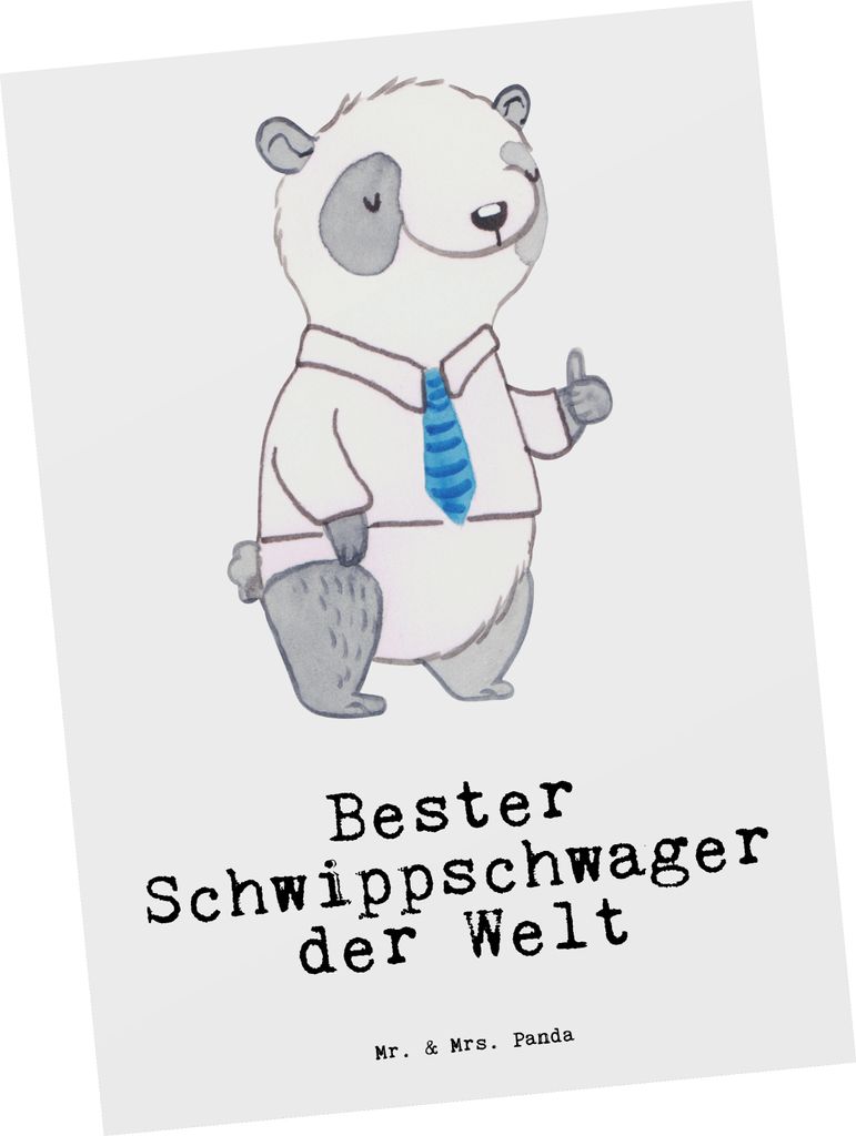 Mr. & Mrs. Panda Postkarte Panda Bester Schwippschwager der Welt - Weiß - Geschenk, Schwibschwager, Verwandtschaft, Postkarten, bildkarte, Ansicht...