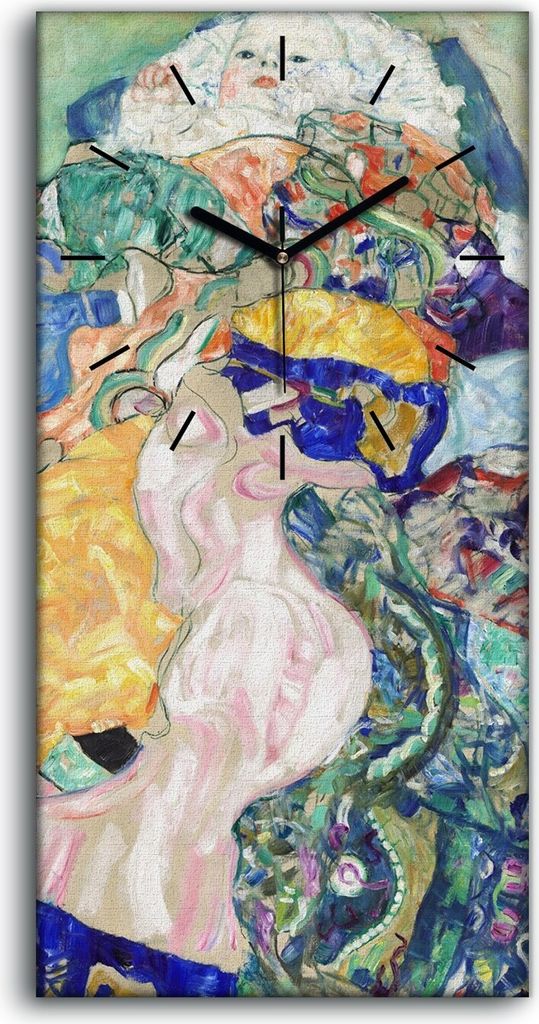 Leinwand Uhr Küche Wohnzimmer Bild Geräuschlos Kunstdruck 30x60 Baby Wiege - schwarze Hände