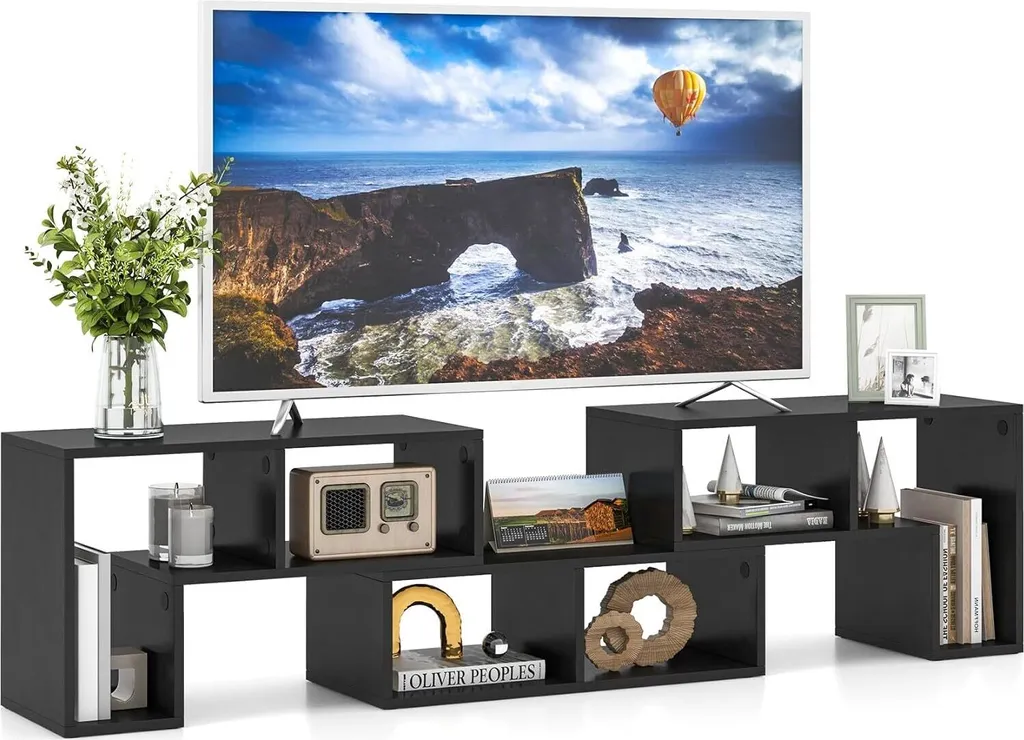 Meuble TV Noir Costway Modulable 3 Pièces pour Écran jusqu'à 65 Pouces