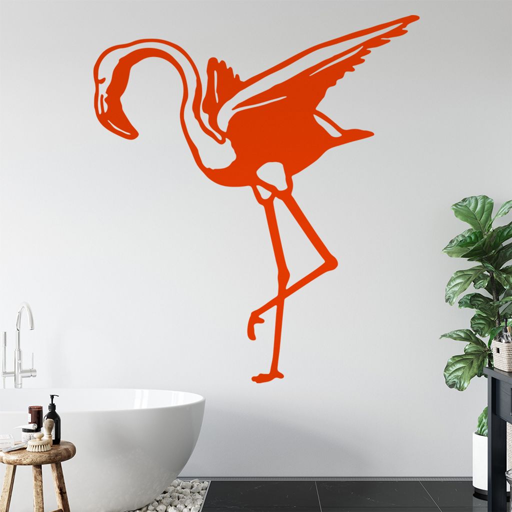 KIWISTAR Flamingo - Rosa Pink Vogel Feder Wandtattoo in 6 Größen - Wandaufkleber Wall Sticker - Dekoration, Küche, Wohnzimmer, Schlafzimmer, Bad...