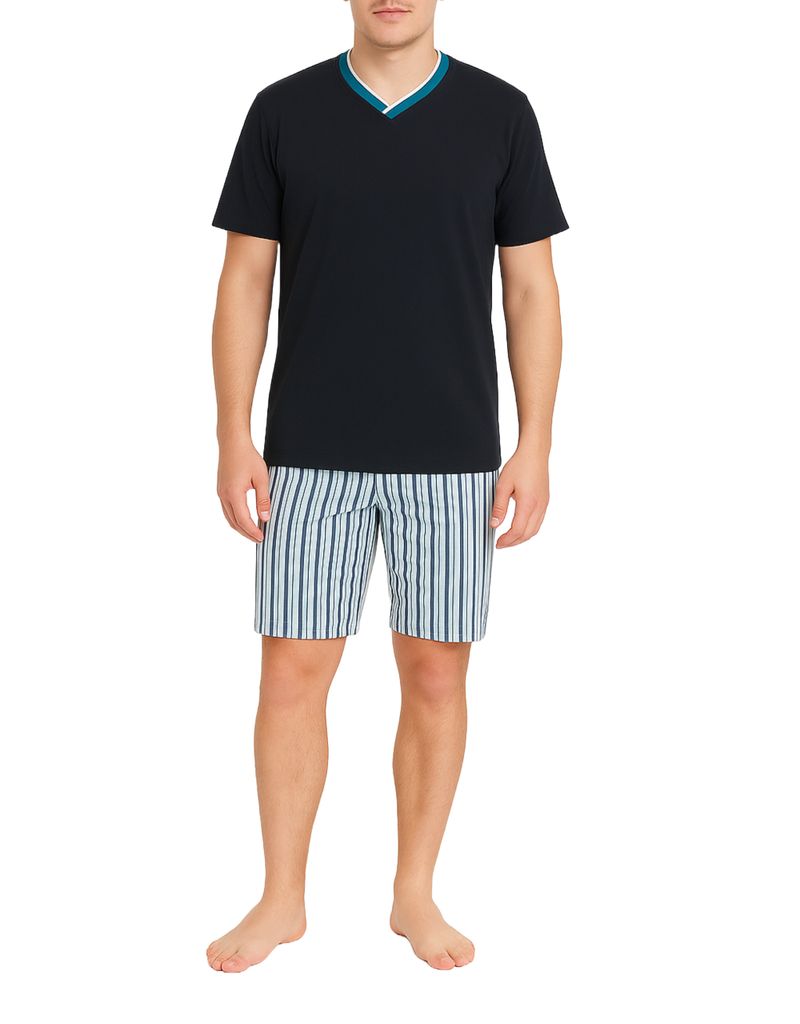 KB Schlafanzug Herren kurz T-Shirt Shorty Pyjama Nachtwäsche Dunkelblau Größe XXL