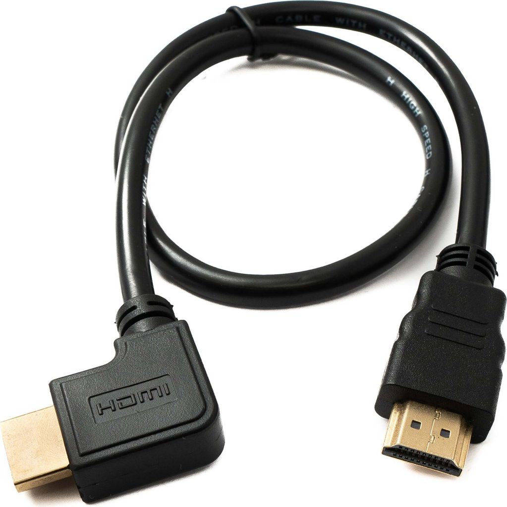 SYSTEM-S HDMI 1.4 Kabel 50 cm Standard Stecker zu Stecker Winkel 4K UHD 30 Hz 2K 60 Hz
