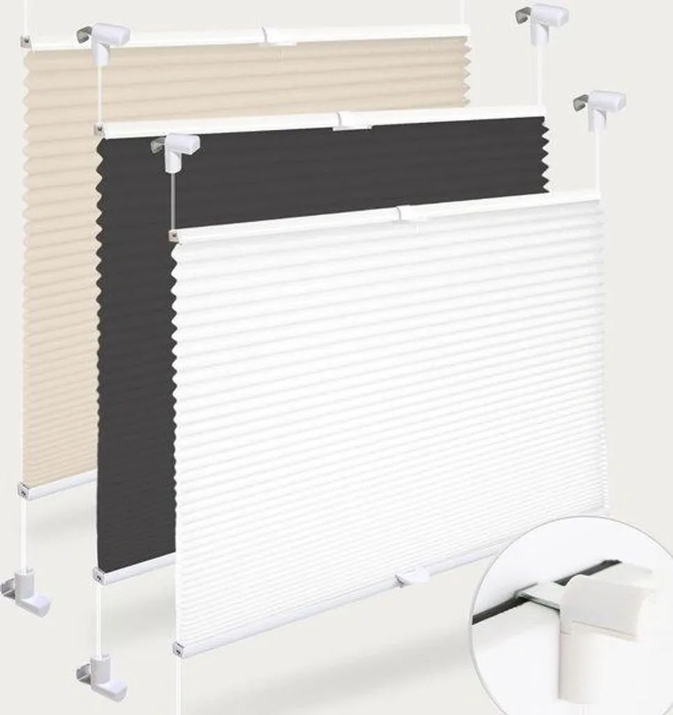 Store tamisant pour fenêtre 70x100 cm blanc fixation sans trou par pince