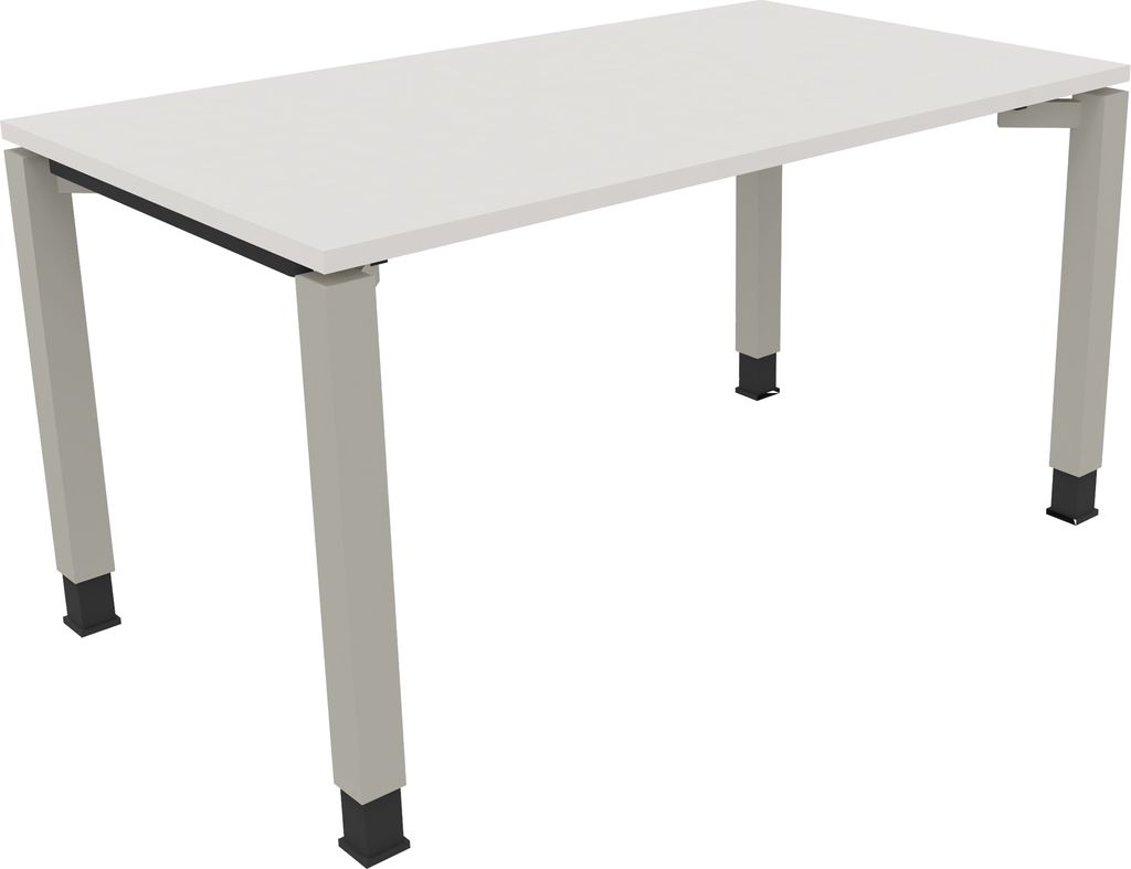 Schreibtisch Vierfuß Quadratrohr B1400xT800xH680-820 si/Weiß