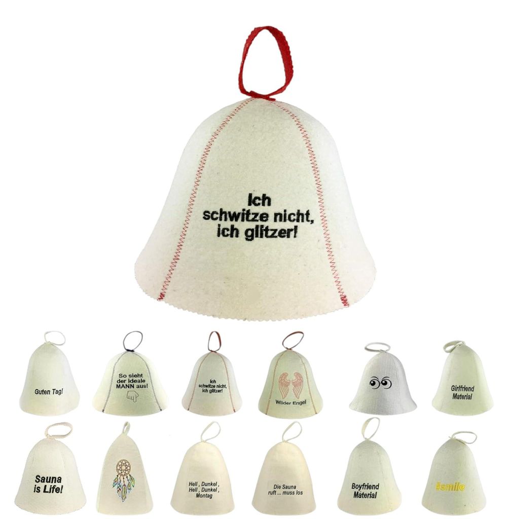 Saunahut aus Wollfilz (20-018) Saunamütze mit witzigen Produktbild 